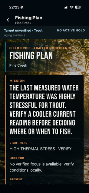 TUFFC Fishing Plan turning stressful last-measured water temperature into a verify-first decision