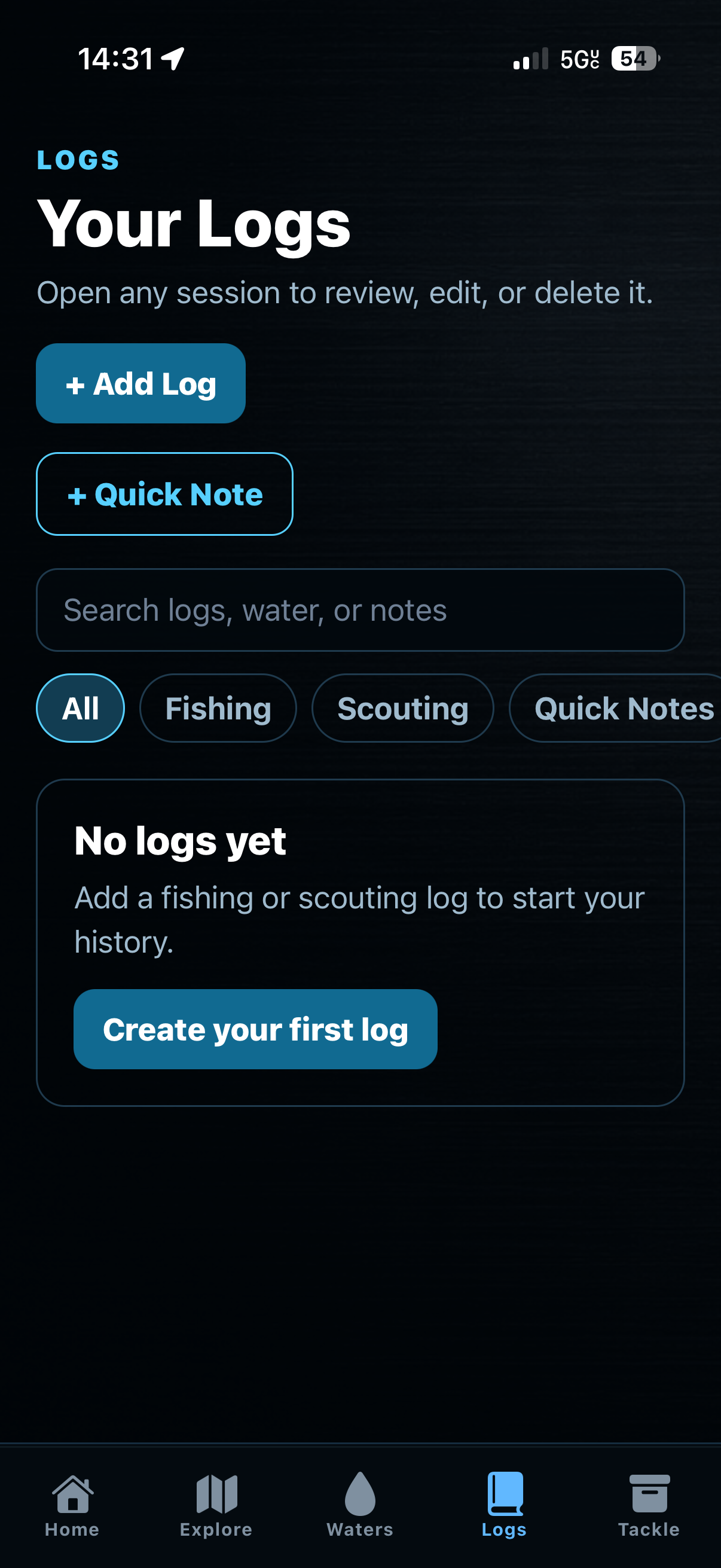 TUFFC log session screen
