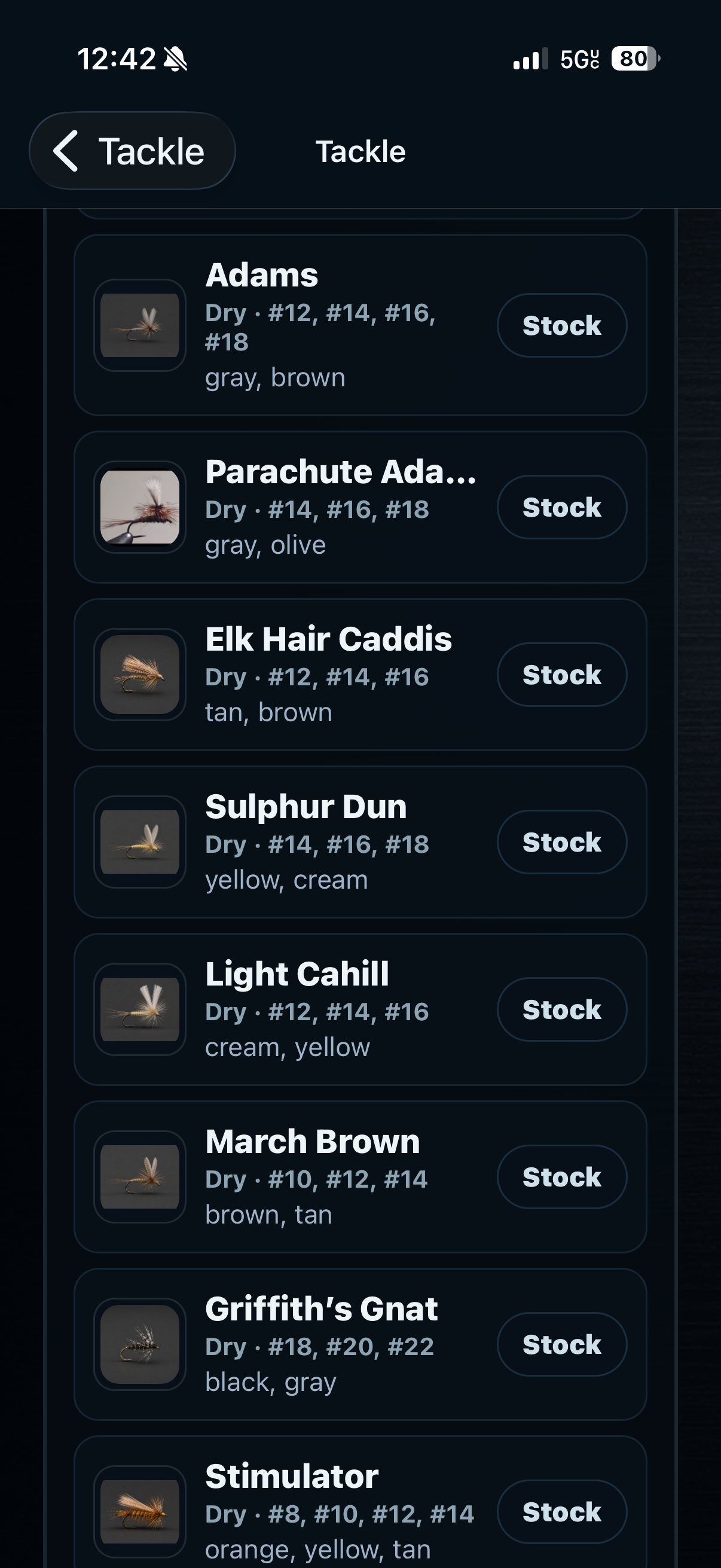 TUFFC fly inventory list