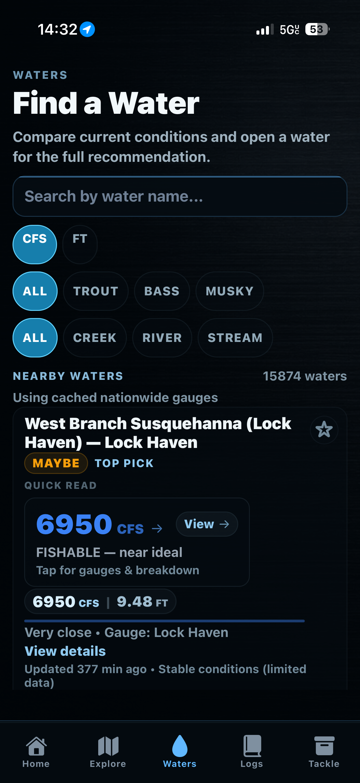 TUFFC waters decision access screen